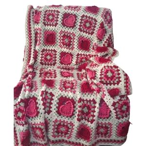 Handmade crochet heart valentine's cottage core farmhouse granny square afghan